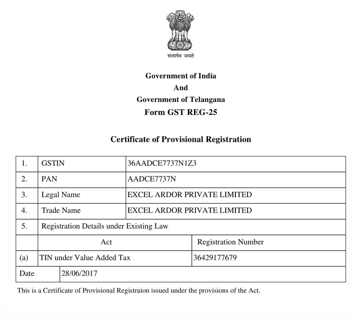 GST Registration Certificate