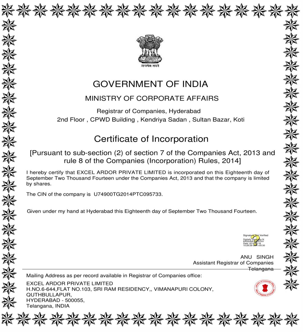 Certificate of Incorporation